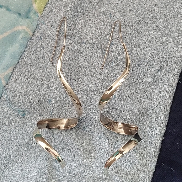 Earrings 925 Sterling silver spiral, corkscrew hook - Picture 1 of 4